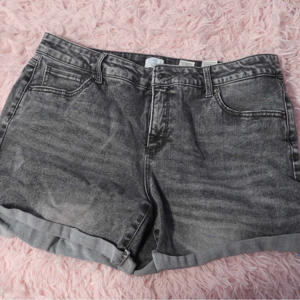 black denim shorts